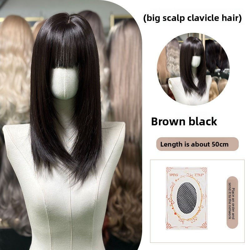 Full Wig Long Straight Curly Hair Big Waves, over 10 colors to choose from, Can be permed and dyed.