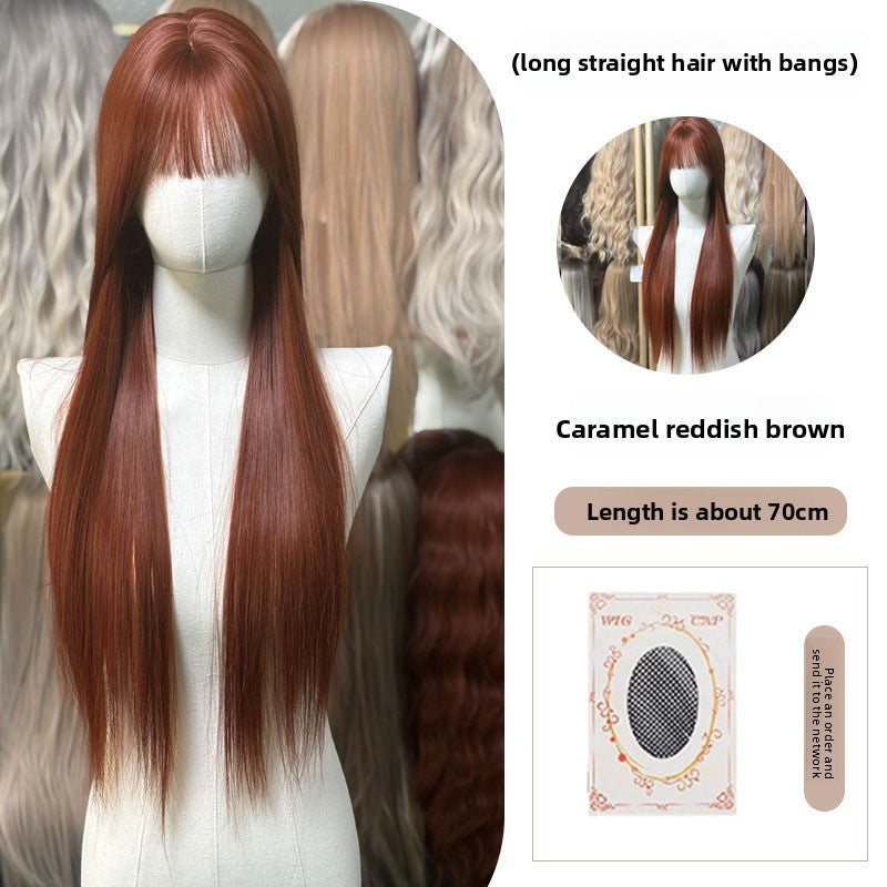 Full Wig Long Straight Curly Hair Big Waves, over 10 colors to choose from, Can be permed and dyed.