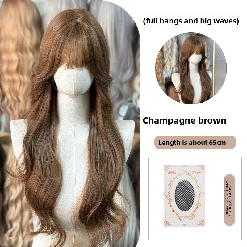 Full Wig Long Straight Curly Hair Big Waves, over 10 colors to choose from, Can be permed and dyed.