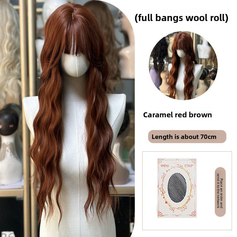 Full Wig Long Straight Curly Hair Big Waves, over 10 colors to choose from, Can be permed and dyed.