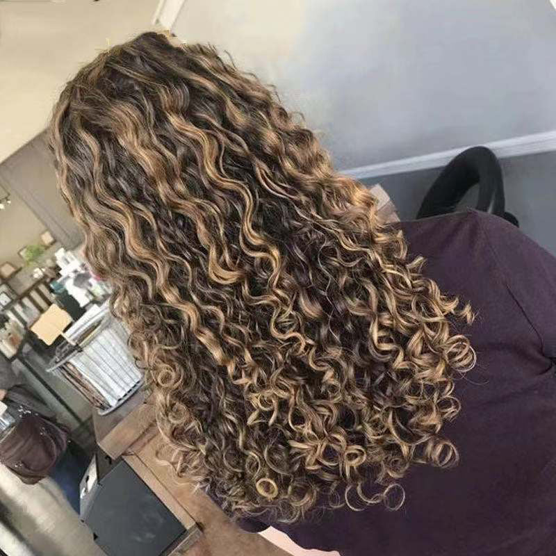 Europe and the United States high temperature small volume wig, can be permed and dyed, comes in black, light brown, light gold.