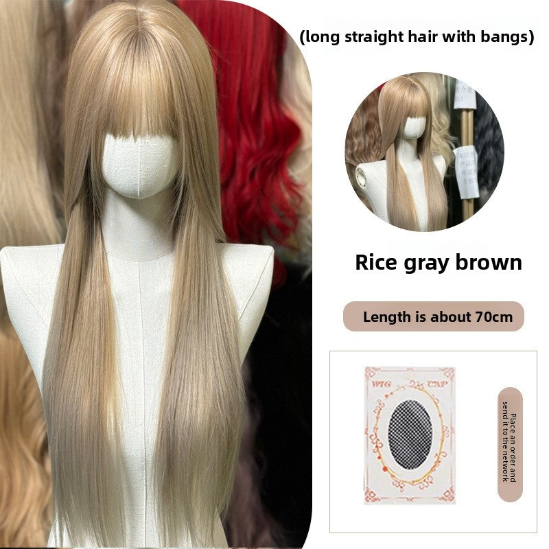 Full Wig Long Straight Curly Hair Big Waves, over 10 colors to choose from, Can be permed and dyed.
