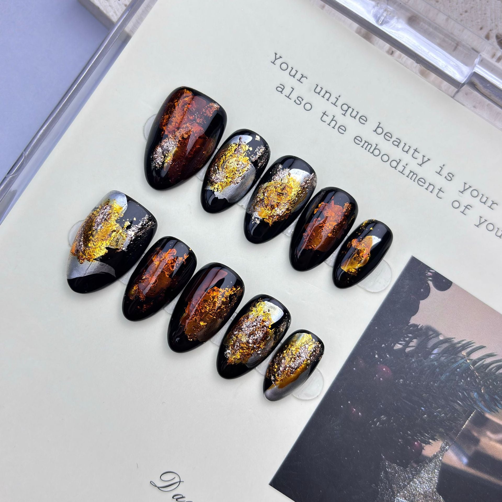 Handmade Black Beauty Nail Art
