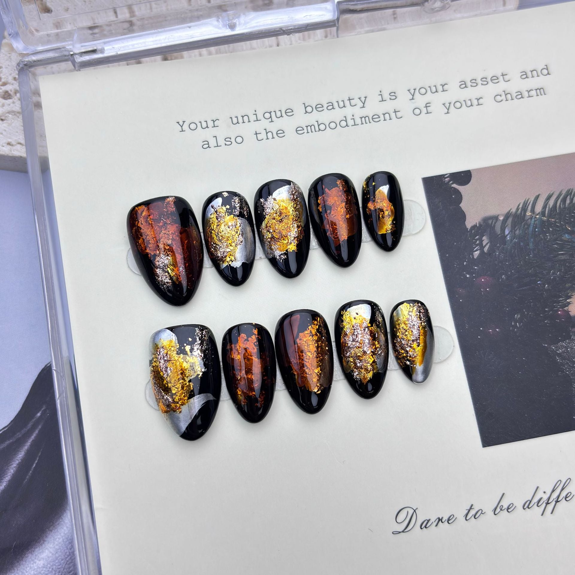 Handmade Black Beauty Nail Art