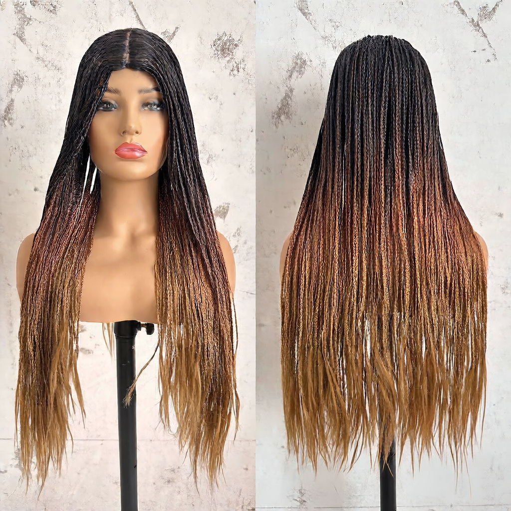 Three-Braid wig, Material: High-temperature synthetic fiber. Length: 26 inches, available in 8 colors, weight: Approximately 430g.
Style: Long curly hair, can be straightened or styled.