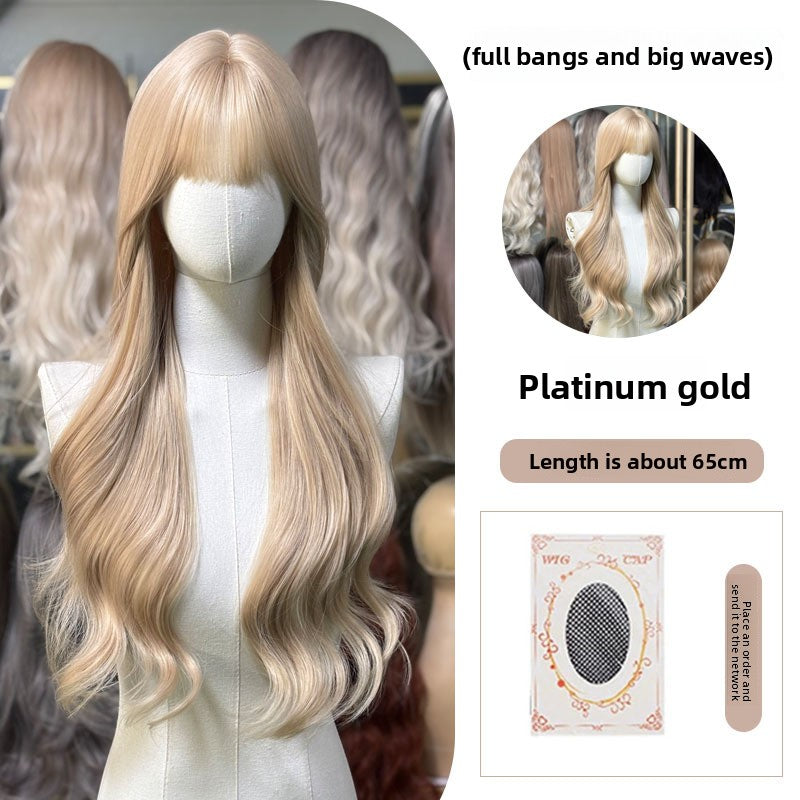 Full Wig Long Straight Curly Hair Big Waves, over 10 colors to choose from, Can be permed and dyed.