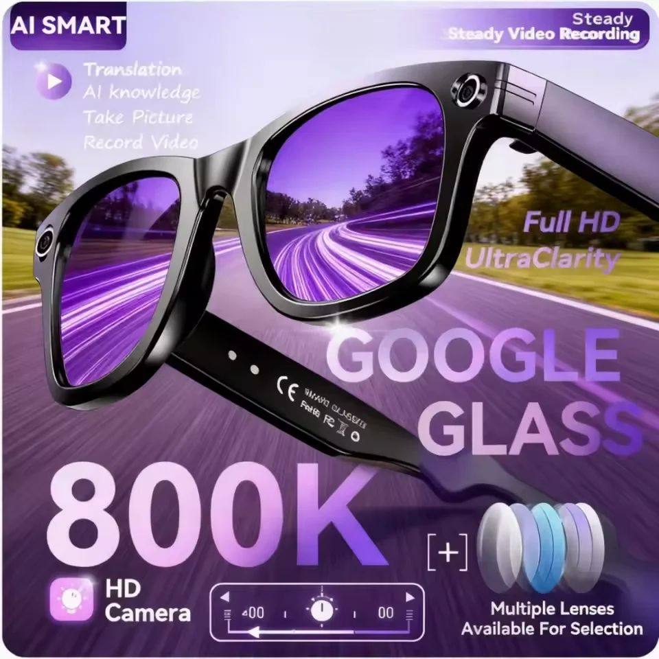 AI Smart Glasses with Camera and Color-Changing Lenses. Google Glass, accurate speech, translation, HI-Fi Audio.