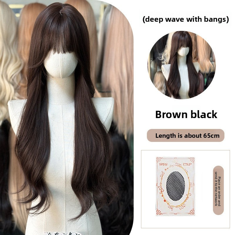 Full Wig Long Straight Curly Hair Big Waves, over 10 colors to choose from, Can be permed and dyed.