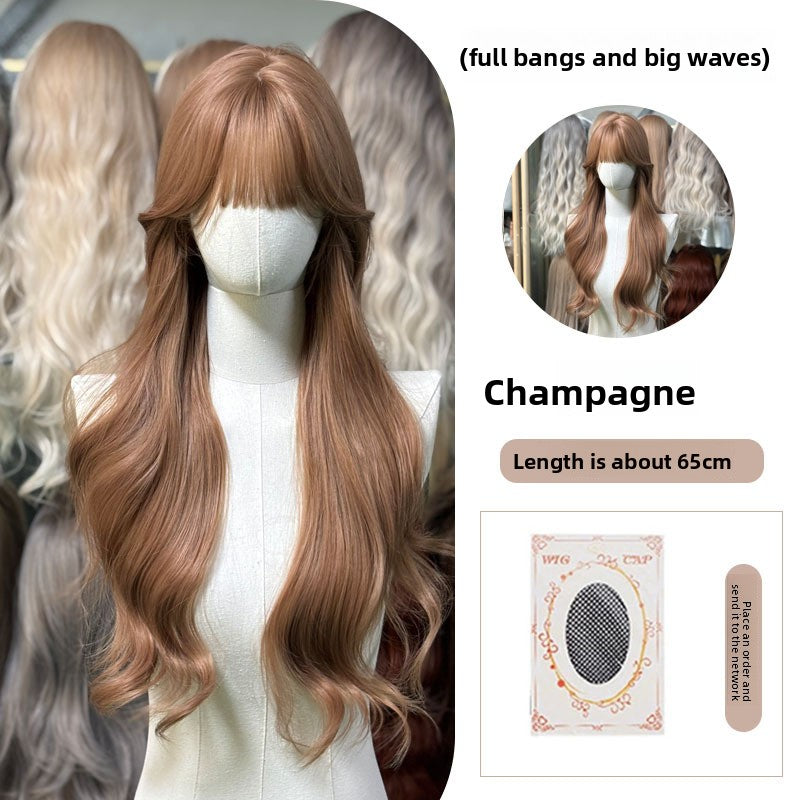 Full Wig Long Straight Curly Hair Big Waves, over 10 colors to choose from, Can be permed and dyed.