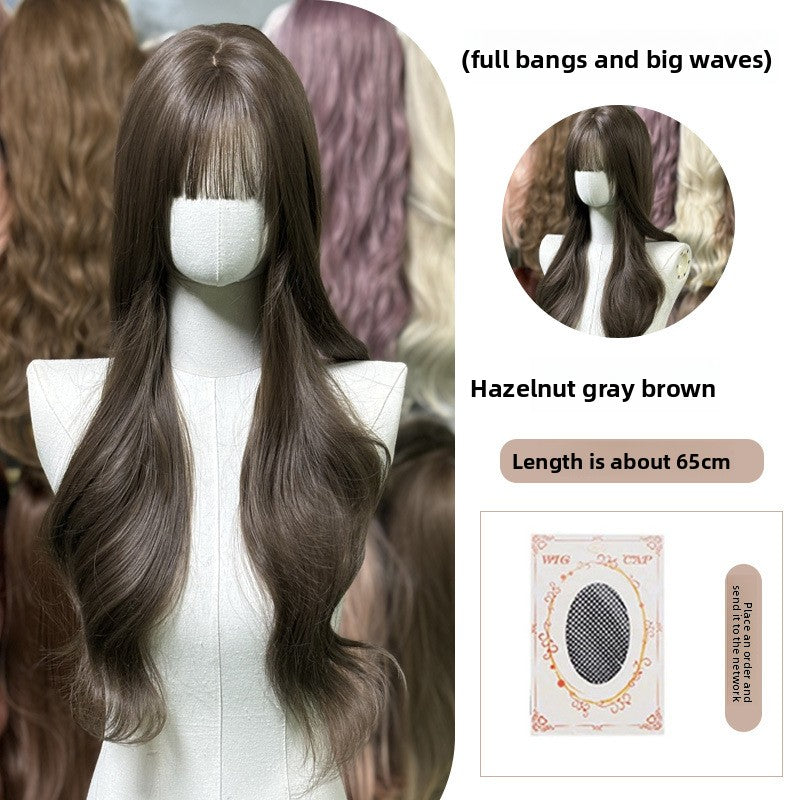 Full Wig Long Straight Curly Hair Big Waves, over 10 colors to choose from, Can be permed and dyed.