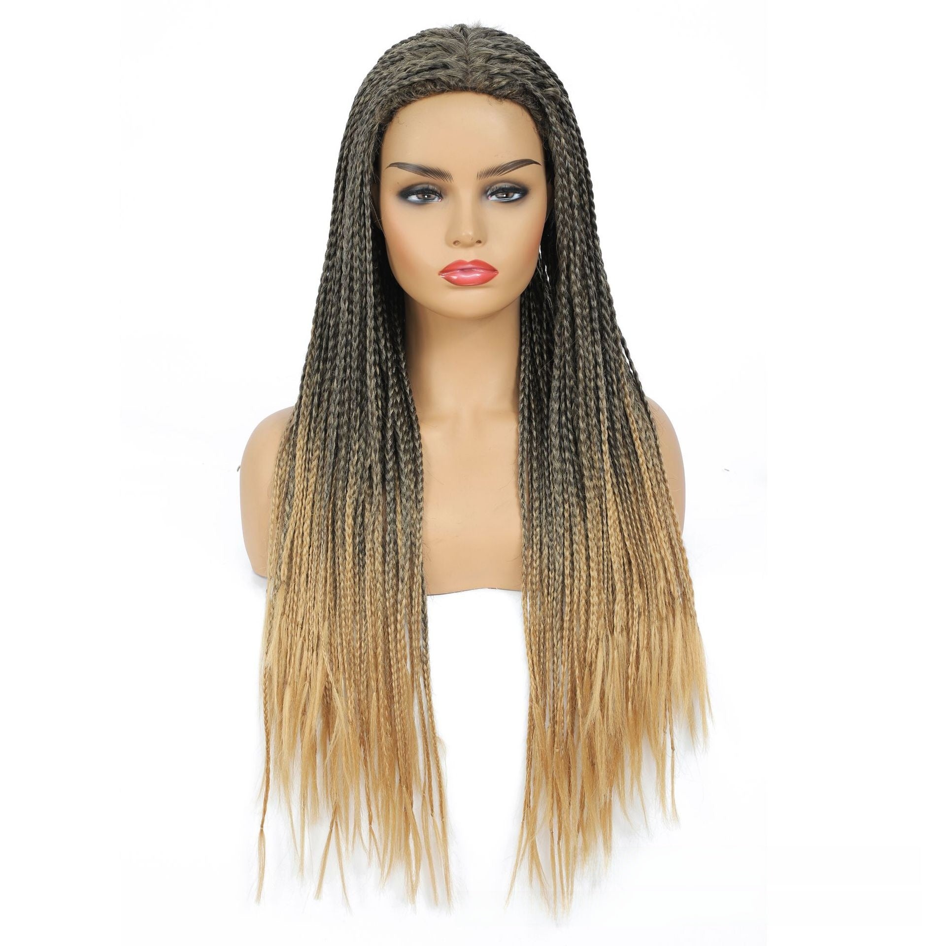 Three-Braid wig, Material: High-temperature synthetic fiber. Length: 26 inches, available in 8 colors, weight: Approximately 430g.
Style: Long curly hair, can be straightened or styled.