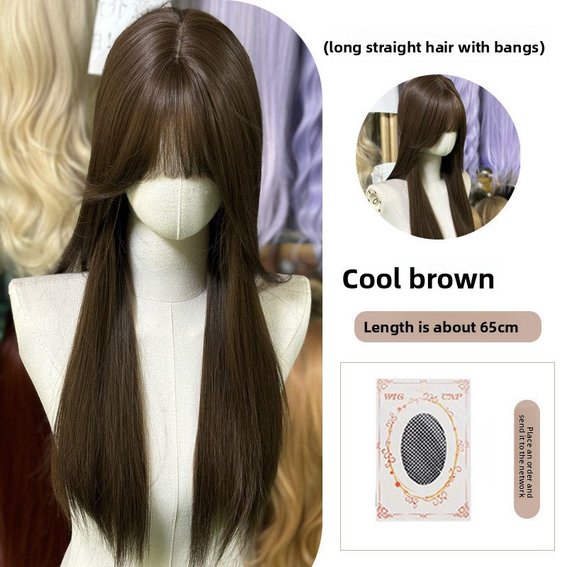 Full Wig Long Straight Curly Hair Big Waves, over 10 colors to choose from, Can be permed and dyed.