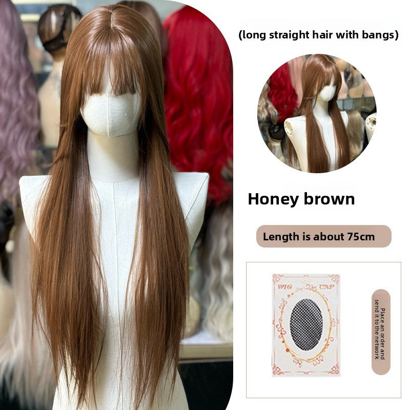 Full Wig Long Straight Curly Hair Big Waves, over 10 colors to choose from, Can be permed and dyed.