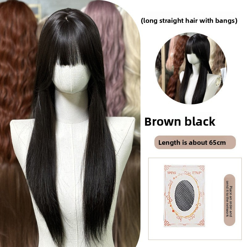 Full Wig Long Straight Curly Hair Big Waves, over 10 colors to choose from, Can be permed and dyed.