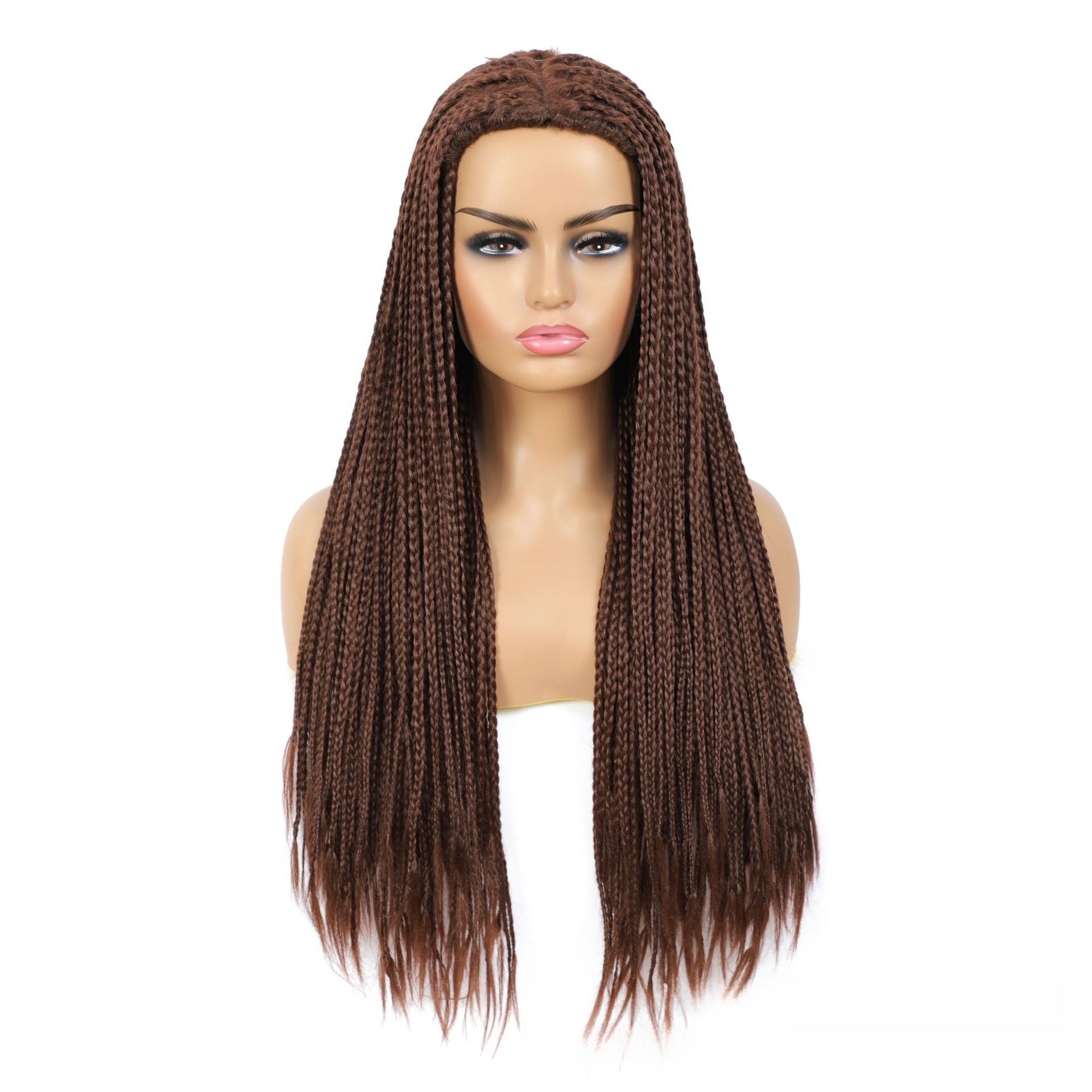 Three-Braid wig, Material: High-temperature synthetic fiber. Length: 26 inches, available in 8 colors, weight: Approximately 430g.
Style: Long curly hair, can be straightened or styled.