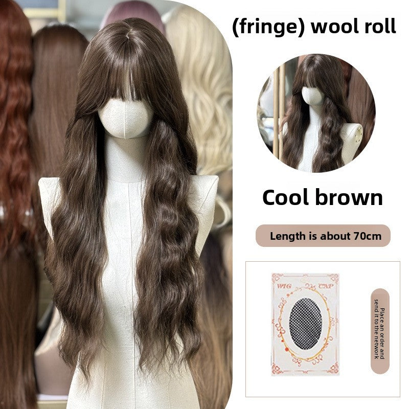 Full Wig Long Straight Curly Hair Big Waves, over 10 colors to choose from, Can be permed and dyed.