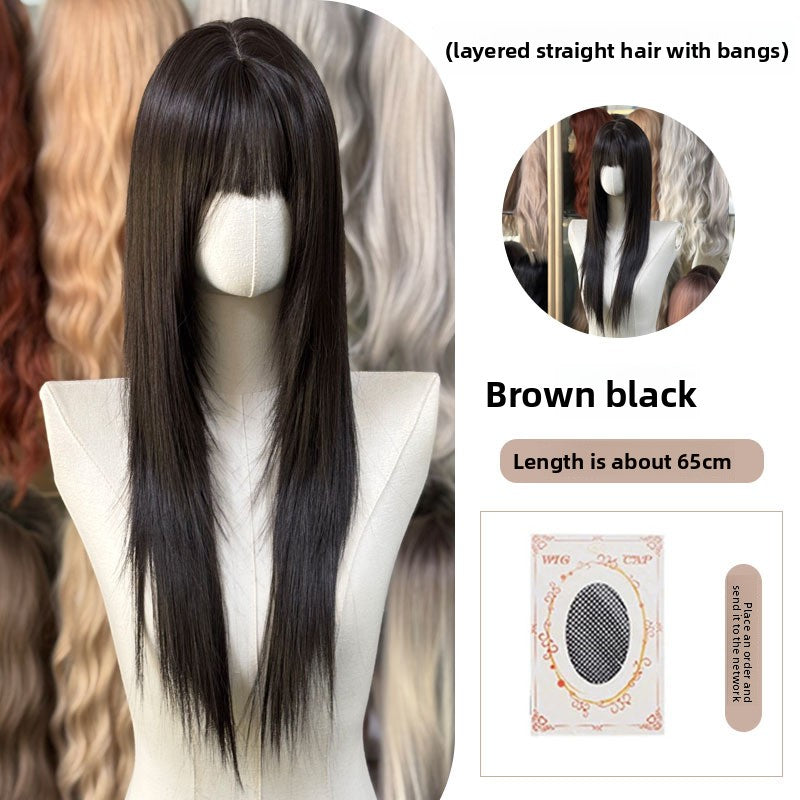 Full Wig Long Straight Curly Hair Big Waves, over 10 colors to choose from, Can be permed and dyed.