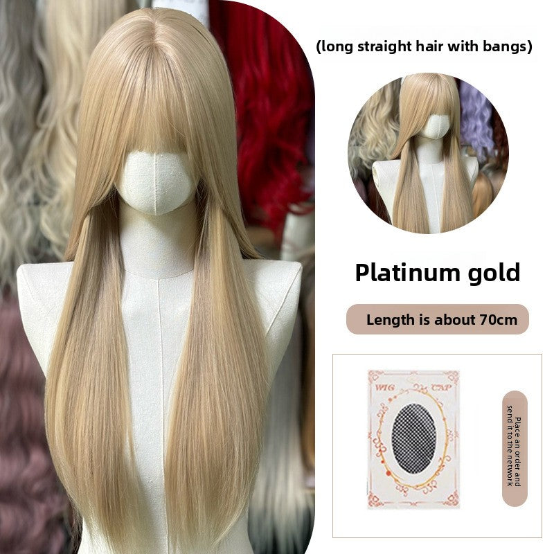 Full Wig Long Straight Curly Hair Big Waves, over 10 colors to choose from, Can be permed and dyed.