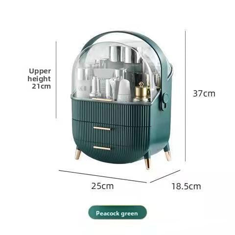 Cosmetics Storage Box, Spacious Design: Large-capacity organizer with dedicated compartments for lipsticks, masks, and cosmetics.