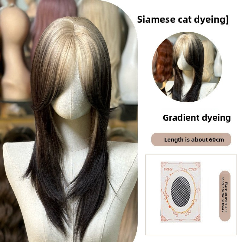 Full Wig Long Straight Curly Hair Big Waves, over 10 colors to choose from, Can be permed and dyed.