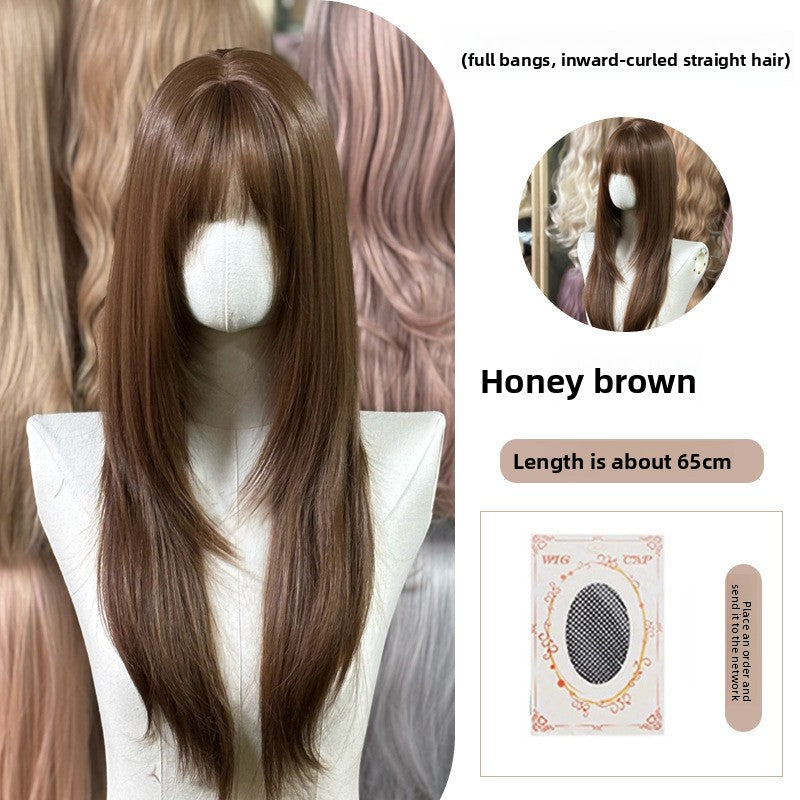 Full Wig Long Straight Curly Hair Big Waves, over 10 colors to choose from, Can be permed and dyed.