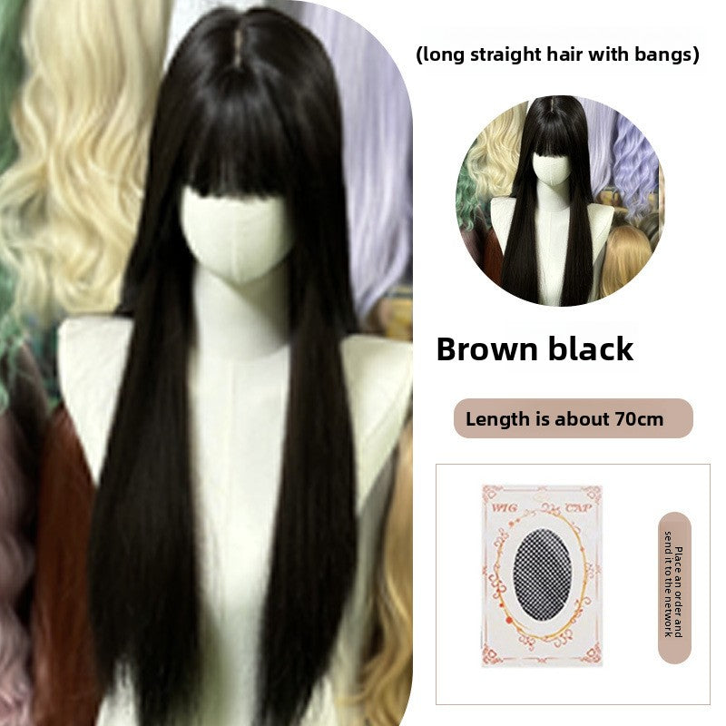 Full Wig Long Straight Curly Hair Big Waves, over 10 colors to choose from, Can be permed and dyed.