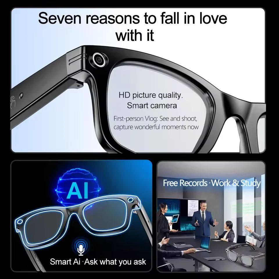 AI Smart Glasses with Camera and Color-Changing Lenses. Google Glass, accurate speech, translation, HI-Fi Audio.