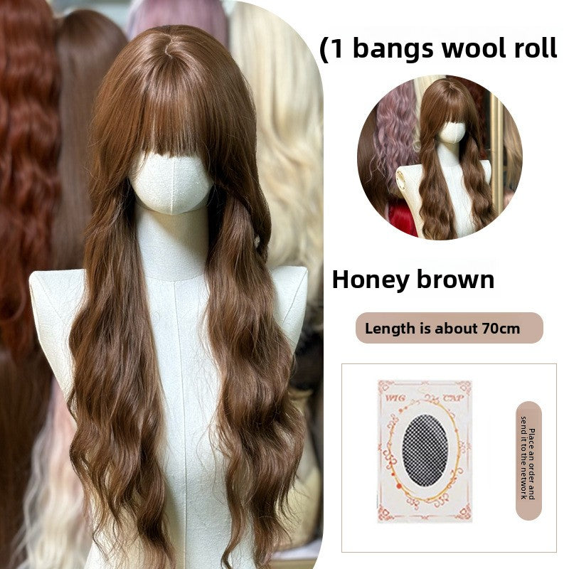 Full Wig Long Straight Curly Hair Big Waves, over 10 colors to choose from, Can be permed and dyed.