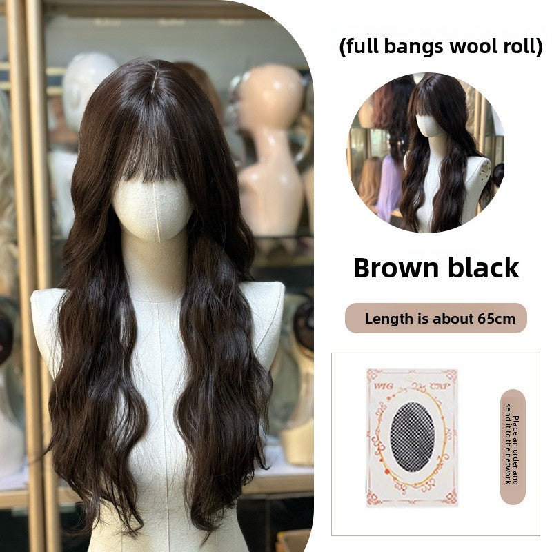 Full Wig Long Straight Curly Hair Big Waves, over 10 colors to choose from, Can be permed and dyed.