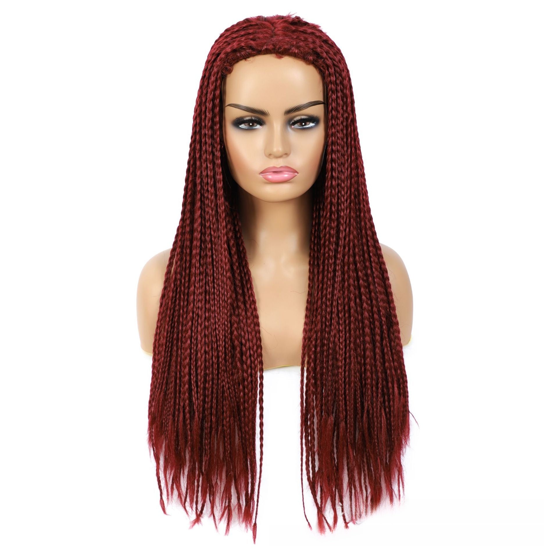 Three-Braid wig, Material: High-temperature synthetic fiber. Length: 26 inches, available in 8 colors, weight: Approximately 430g.
Style: Long curly hair, can be straightened or styled.