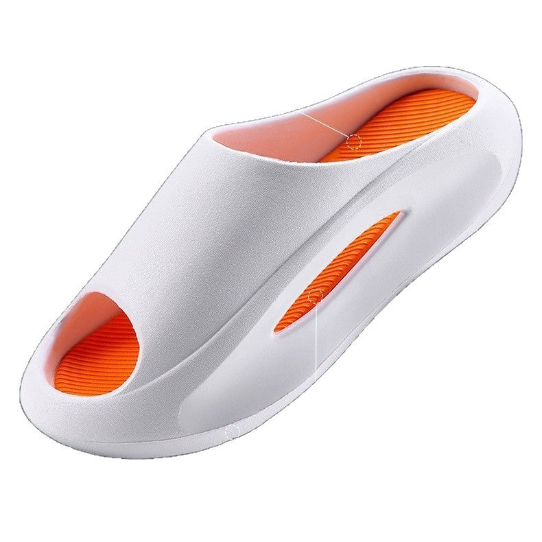 Fashionable Sports Slippers, one piece molding, anti-slip, in black, white, thick, comfortable soles for outdoor/indoor wear.