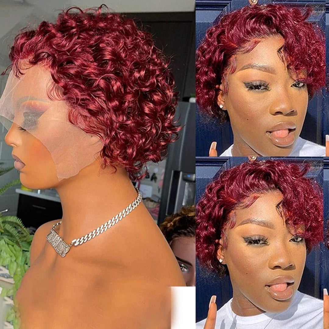 Short African Small Curly Wig, Transparent Front, HD Human Hair