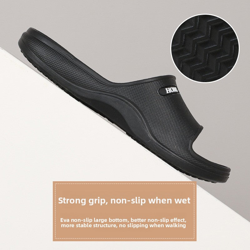Men's plus-size slippers, Anti-slip: Enhanced safety with textured EVA sole for secure footing on wet surfaces. 
Breathable: Designed for comfort with air-permeable material to keep feet cool and dry.