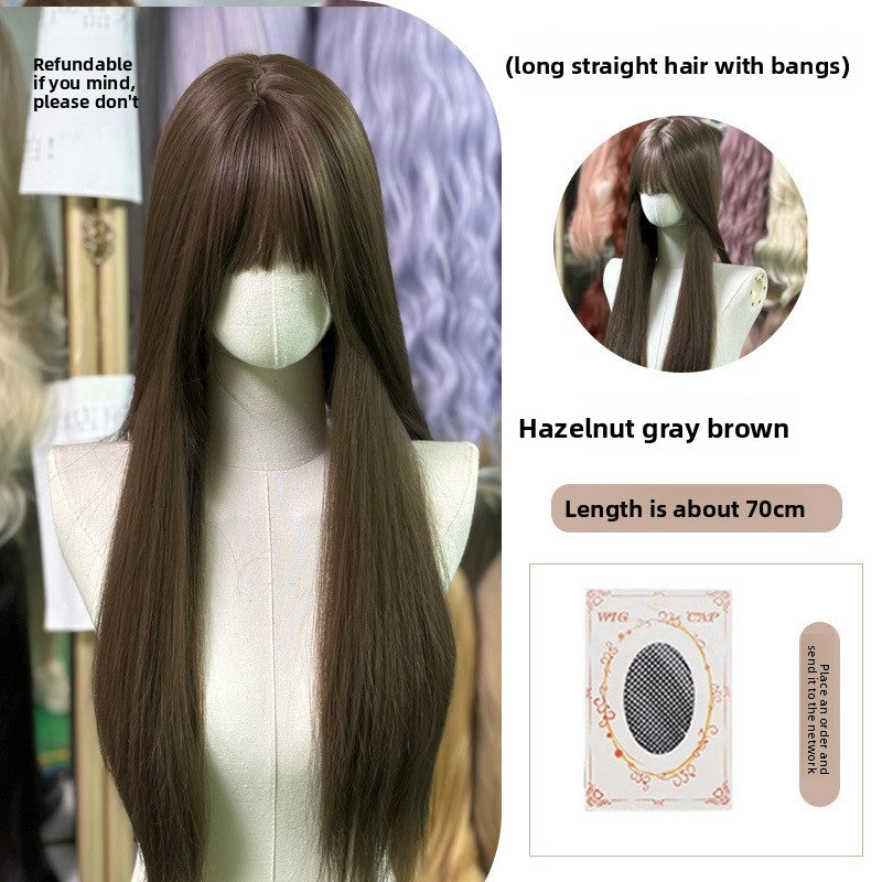 Full Wig Long Straight Curly Hair Big Waves, over 10 colors to choose from, Can be permed and dyed.