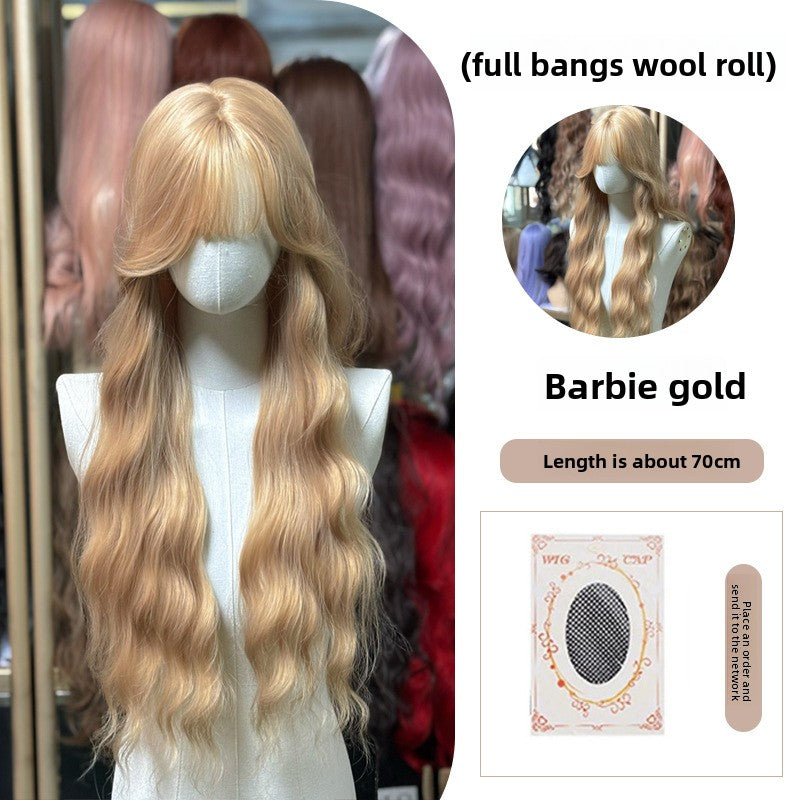Full Wig Long Straight Curly Hair Big Waves, over 10 colors to choose from, Can be permed and dyed.