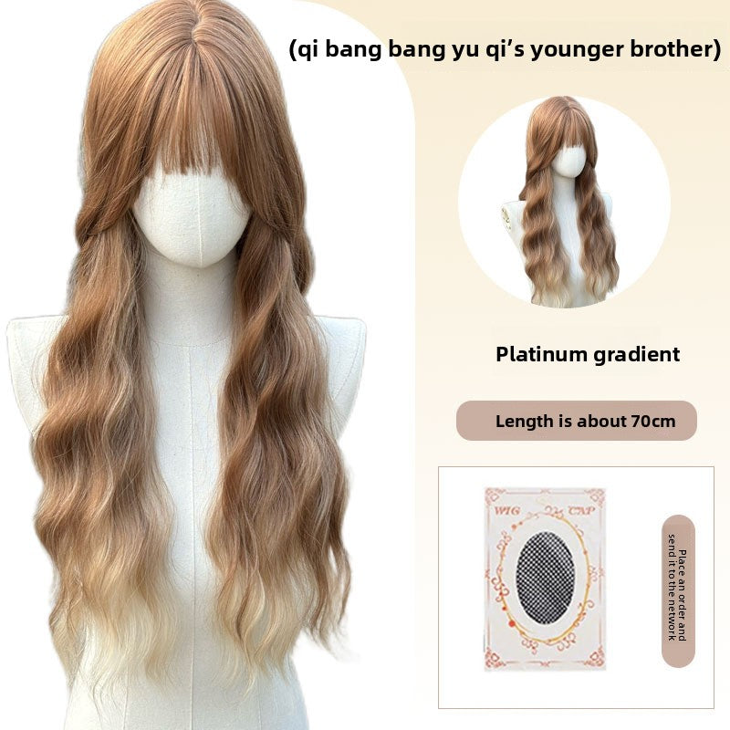 Full Wig Long Straight Curly Hair Big Waves, over 10 colors to choose from, Can be permed and dyed.