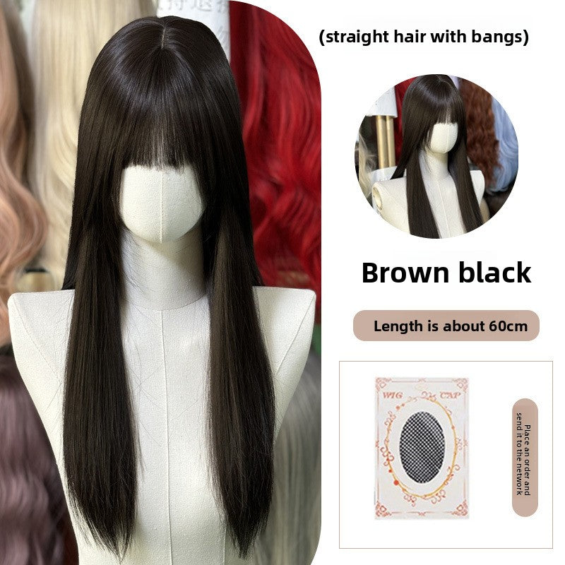 Full Wig Long Straight Curly Hair Big Waves, over 10 colors to choose from, Can be permed and dyed.