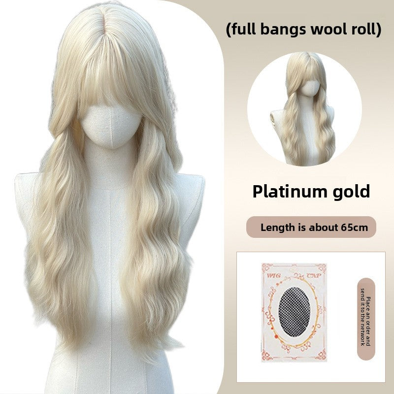 Full Wig Long Straight Curly Hair Big Waves, over 10 colors to choose from, Can be permed and dyed.