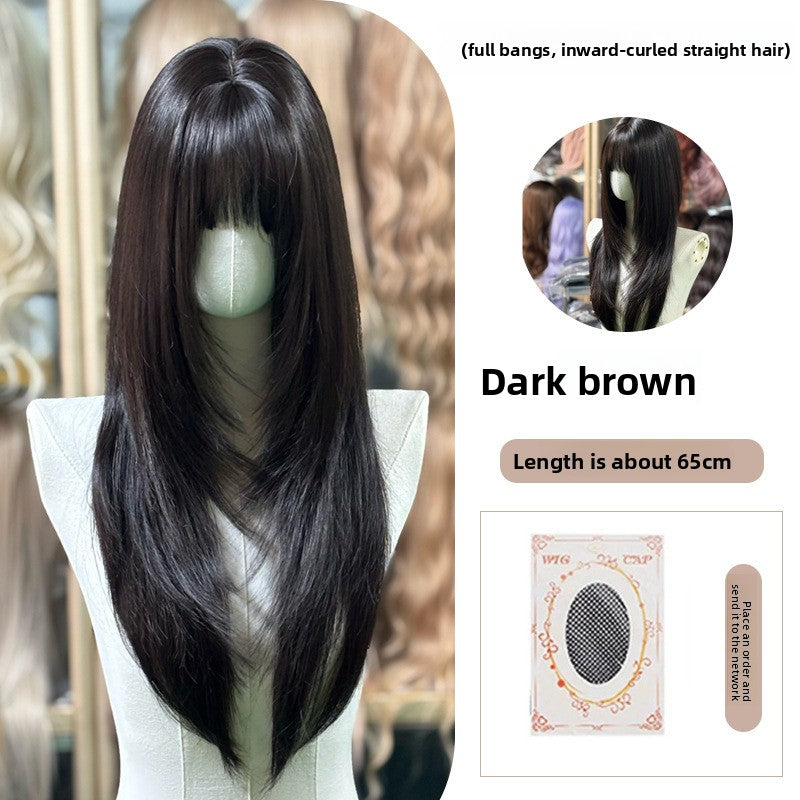 Full Wig Long Straight Curly Hair Big Waves, over 10 colors to choose from, Can be permed and dyed.