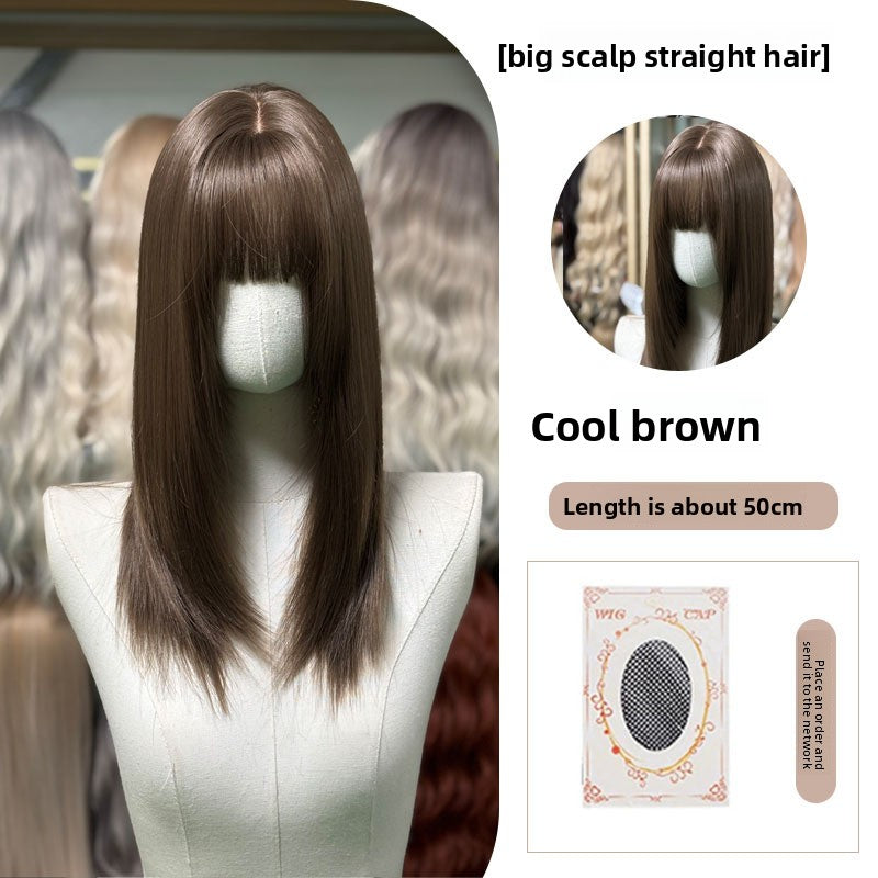 Full Wig Long Straight Curly Hair Big Waves, over 10 colors to choose from, Can be permed and dyed.