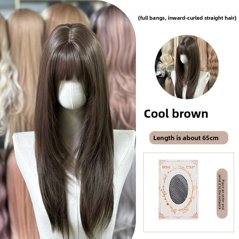 Full Wig Long Straight Curly Hair Big Waves, over 10 colors to choose from, Can be permed and dyed.