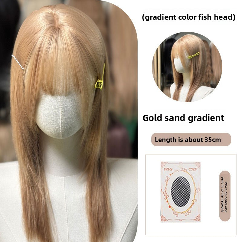 Full Wig Long Straight Curly Hair Big Waves, over 10 colors to choose from, Can be permed and dyed.