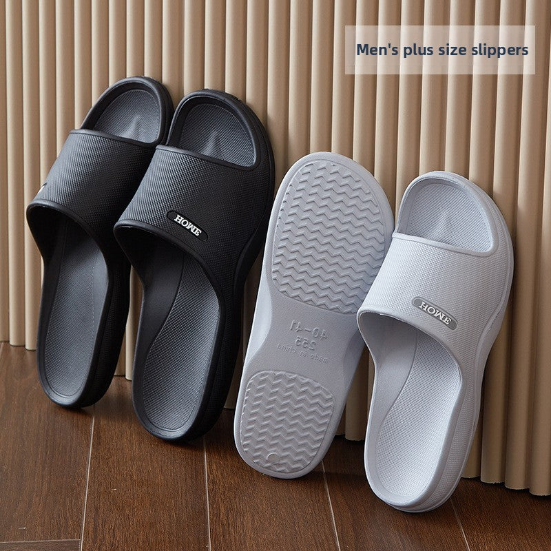 Men's plus-size slippers, Anti-slip: Enhanced safety with textured EVA sole for secure footing on wet surfaces. 
Breathable: Designed for comfort with air-permeable material to keep feet cool and dry.
