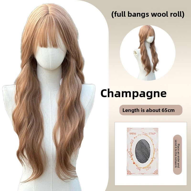 Full Wig Long Straight Curly Hair Big Waves, over 10 colors to choose from, Can be permed and dyed.