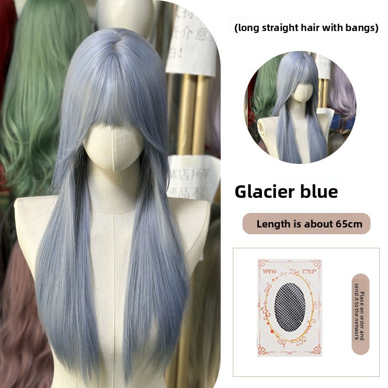 Full Wig Long Straight Curly Hair Big Waves, over 10 colors to choose from, Can be permed and dyed.