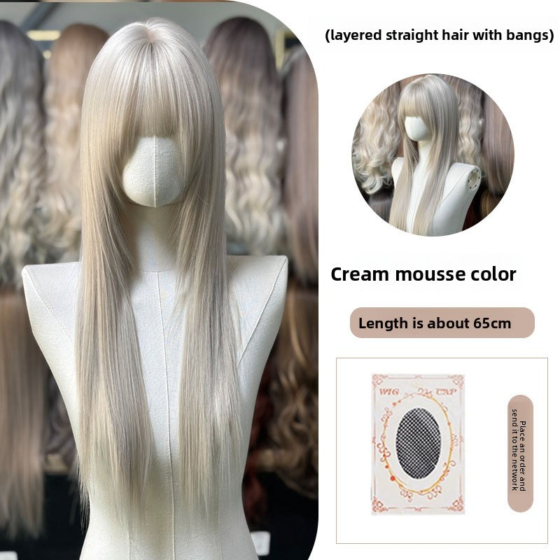 Full Wig Long Straight Curly Hair Big Waves, over 10 colors to choose from, Can be permed and dyed.